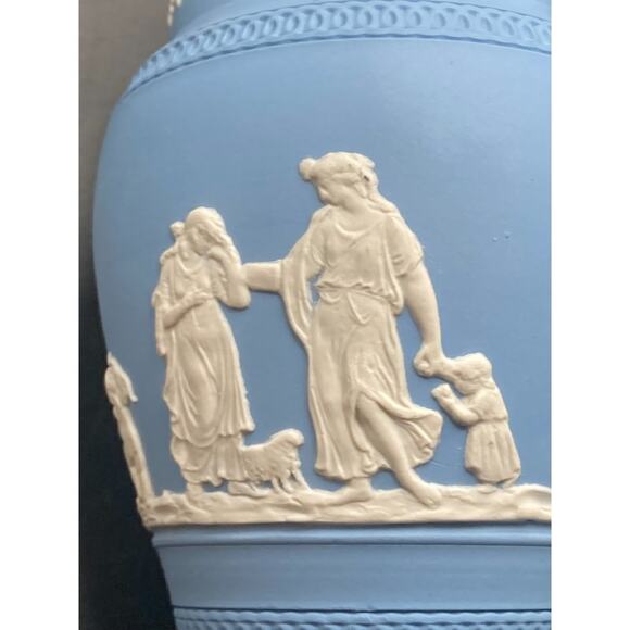 Dudson Hanley Jasper Ware Blue and White Grecian Embossed Pitcher - England Made - Picture 10 of 12